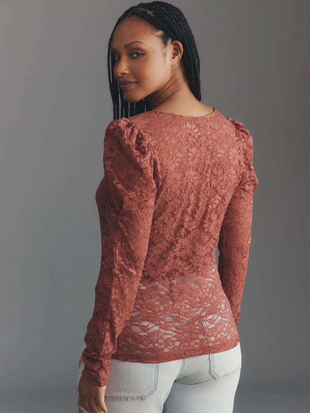 Anthropologie Puff Sleeve Lace Top in Pink. Size XL*. Brand new!